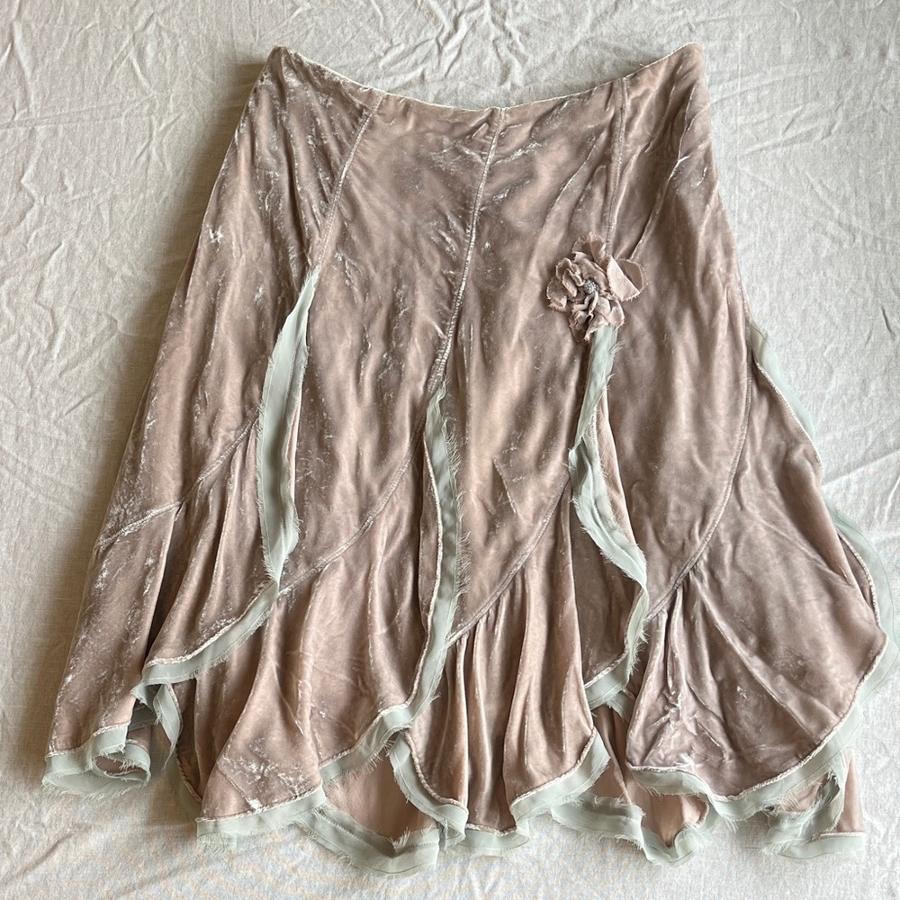 Odille Asymmetrical Cream and Tan Skirt